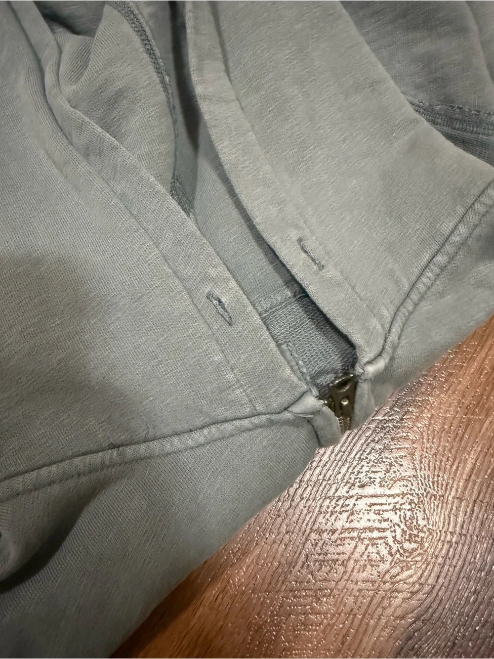 Light Slate Gray Green Full-Zip Hooded Sweatshirt